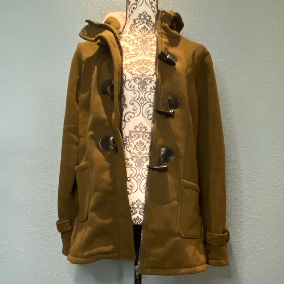 Soft Hooded Zip & Toggle Buttons Women’s XXL Brown Sweatshirt Jacket. - Picture 4 of 10